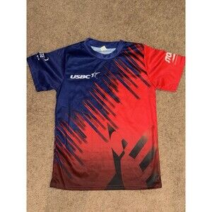 USBC Bowling Jersey T Shirt Ebonite Storm Red and Blue Unisex Small Short Sleeve